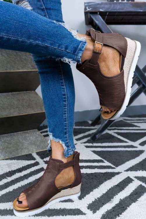 Dark brown open toe ankle sandals